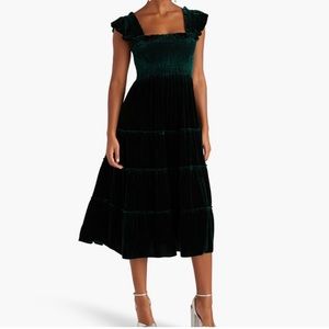 HILL HOUSE HOME - Ellie nap dress in green velvet